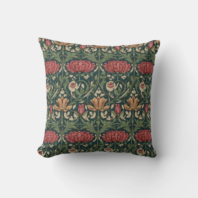 Tulip and Rose  Throw Pillow (Front)