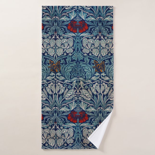 Tulip and Rose, William Morris Bath Towel (Bath Towel)