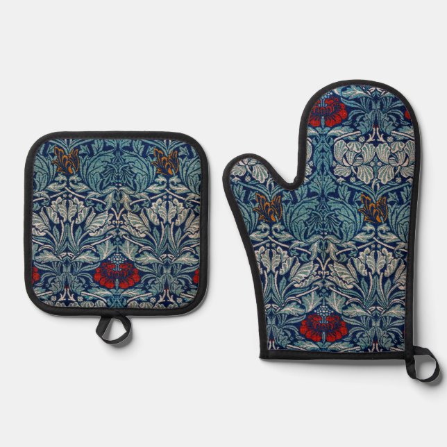 Tulip and Rose, William Morris Oven Mitt & Pot Holder Set (Front)