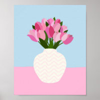 Tulip Arrangement Floral Vase Pink And Blue