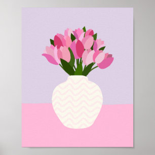 Tulip Arrangement Pink And Purple Floral Vase Poster