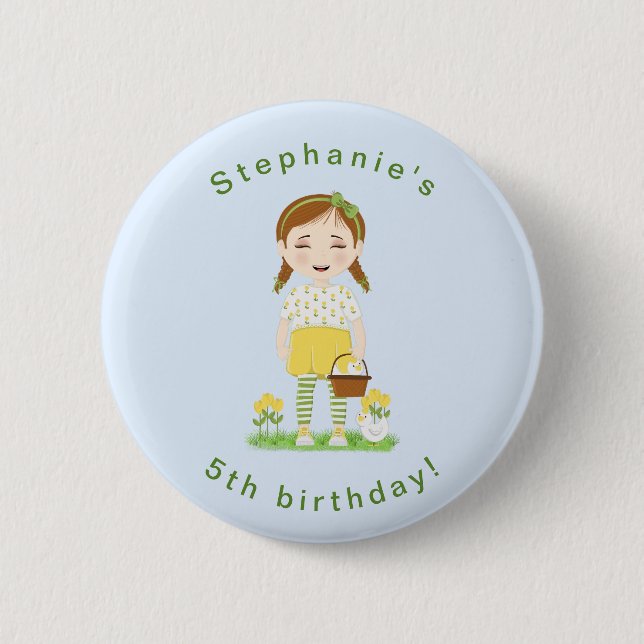 Tulip Birthday 2 Inch Round Button (Front)