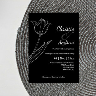 Tulip Black and White Wedding Invitations