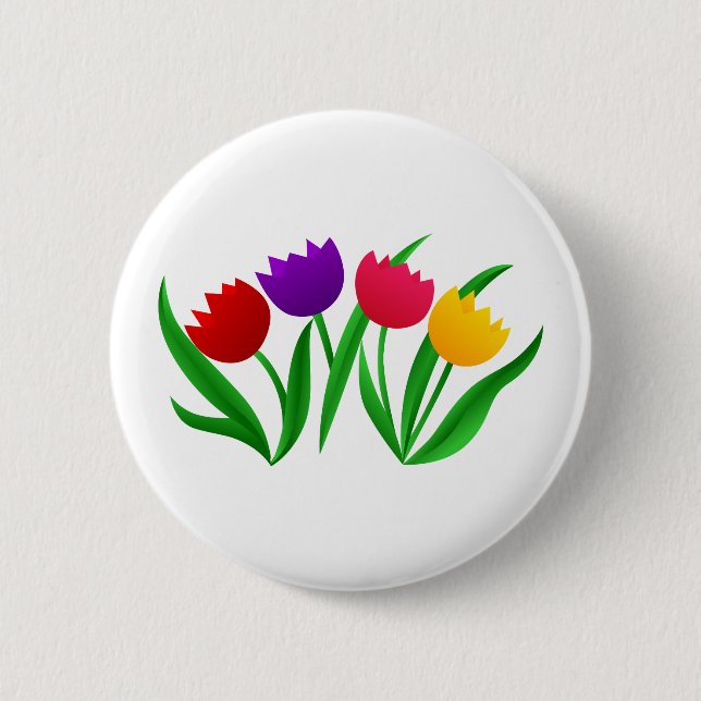 Tulip Blooms 2 Inch Round Button (Front)