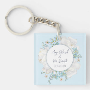 Tulip Blue Floral Wedding Keychain