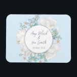 Tulip Blue Floral Wedding Magnet<br><div class="desc">This design features a beautiful illustration of tulips in full bloom, surrounded by delicate greenery and a soft blue background. Whether you're planning a spring wedding, a garden wedding, or simply love the beauty of tulips, this design is sure to delight and impress your guests.</div>