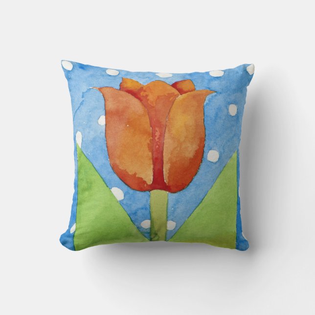 Tulip blue white spot background 2013 throw pillow (Front)