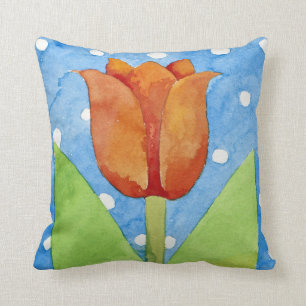Tulip blue white spot background 2013 throw pillow