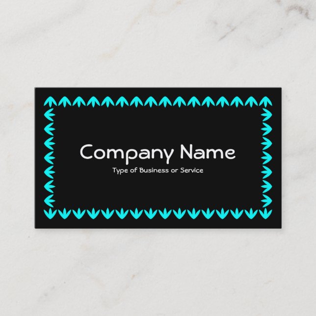Tulip Border - Cyan on Black Business Card (Front)