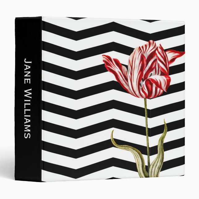 Tulip Botanical Chevron Stripes Pattern Binder (Front/Spine)