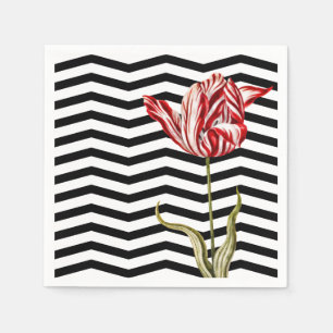 Tulip Botanical Chevron Stripes Pattern Napkin