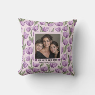 Tulip Botanical First Time Mom Birthday Luxury Throw Pillow