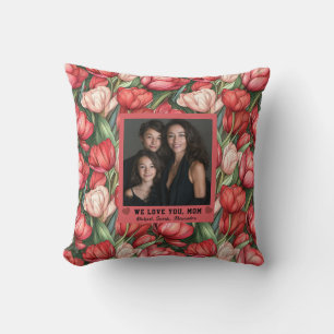 Tulip Botanical First Time Mom New Mom Vintage Throw Pillow