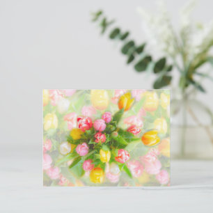 Tulip bouquet in vintage look - floral art postcard
