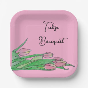 Tulip Bouquet Laying Down Paper Plate