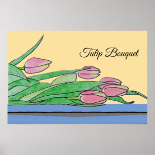 Tulip Bouquet on a Table Poster