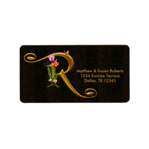 Tulip Butterfly Monogram R Address Labels