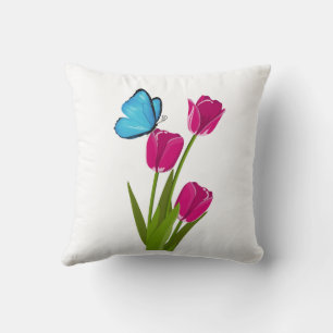 Tulip & Butterfly throw pillow