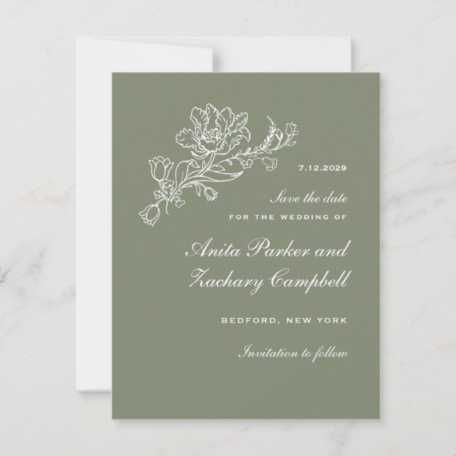 Tulip Cascade Moss Save The Date (Front)
