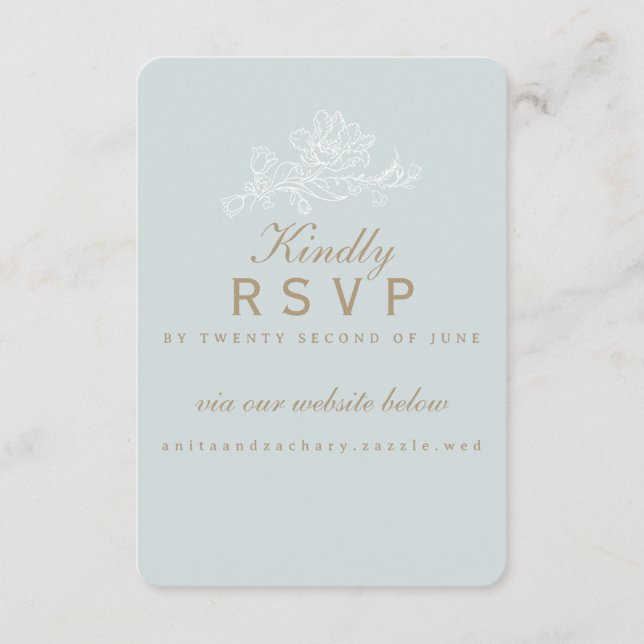 Tulip Cascade Pale Blue RSVP card (Front)