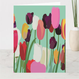 Tulip Colourful Flower Floral Tulip Greeting Card