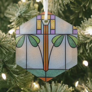 Tulip Craftsman Mission Stained Glass Ornament