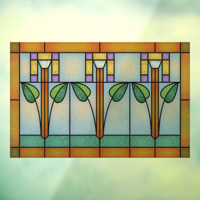 Tulip Craftsman Mission Stained Glass Window Cling (Sheet 3)