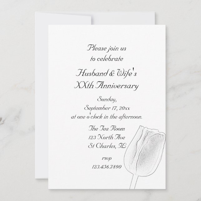 Tulip Croquis Mariage Anniversaire Fête Invitation (Devant)