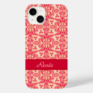 Tulip damask red orange name iphone 5 case