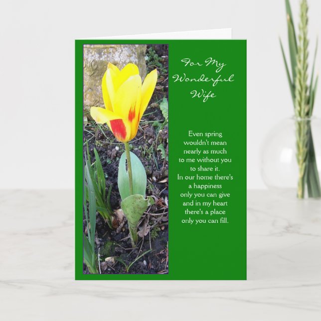 Tulip Design Happy Easter Wife Holiday Card (Front)