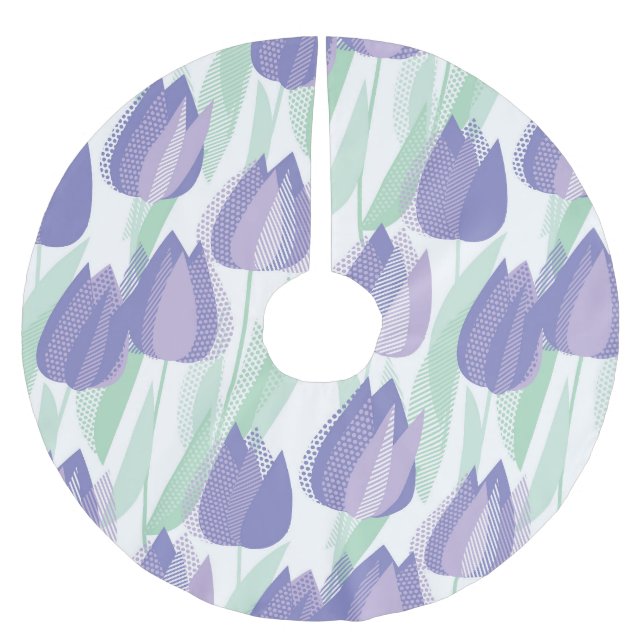 Tulip design: pale violet floral. brushed polyester tree skirt (Front)