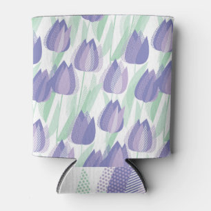 Tulip design: pale violet floral. can cooler