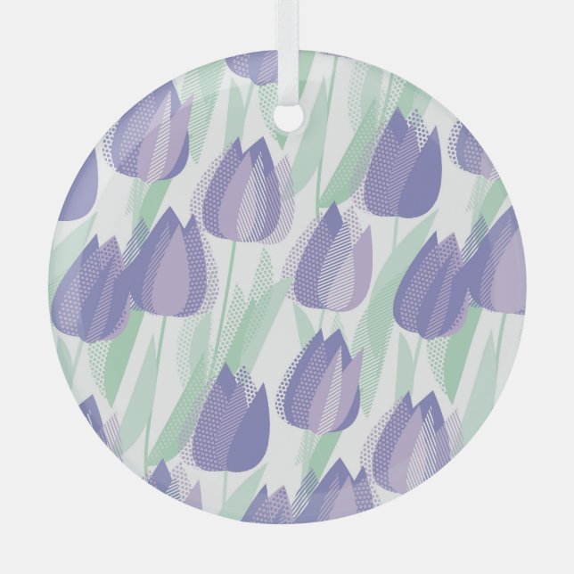 Tulip design: pale violet floral. glass ornament (Front)