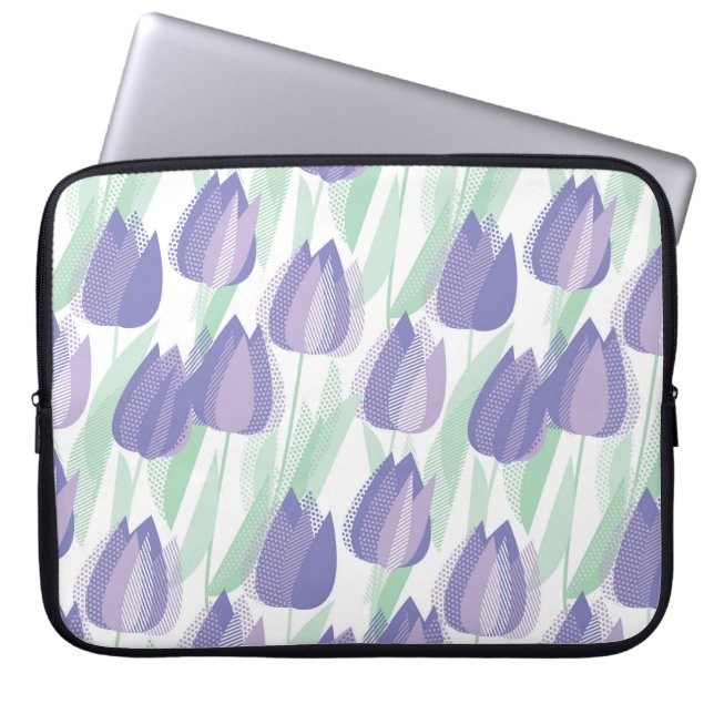Tulip design: pale violet floral. laptop sleeve (Front)