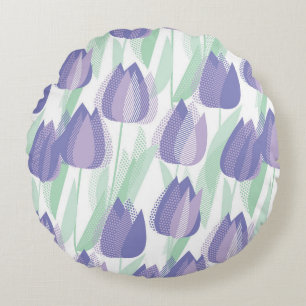Tulip design: pale violet floral. round pillow