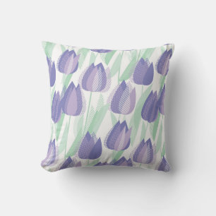 Tulip design: pale violet floral. throw pillow
