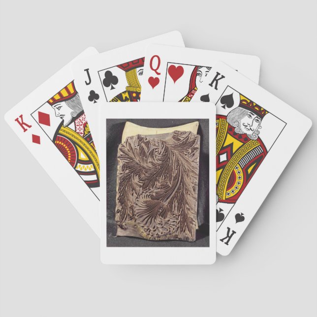 Tulip design printing block, 1875 (carved wood) playing cards (Back)