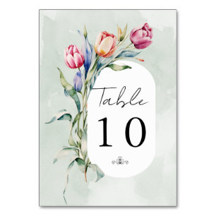 Tulip embrace wedding table number