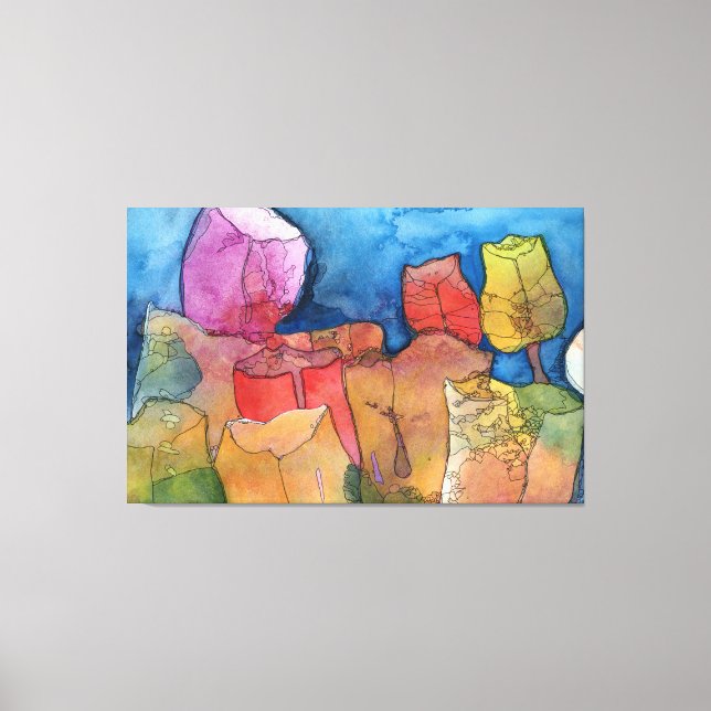 Tulip Fantasy Multi-coloured Abstract Canvas Print (Front)