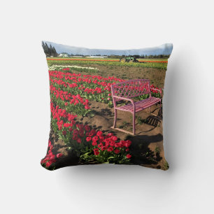 Tulip Farm in Oregon Throw Pillow