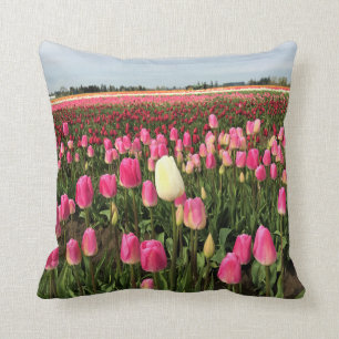 Tulip Farm in Oregon Throw Pillow