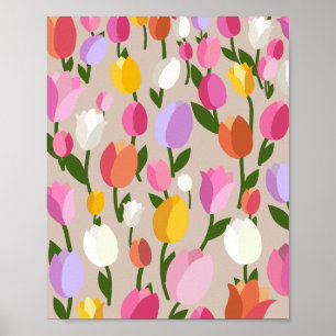Tulip Field 03 Colourful Floral Poster