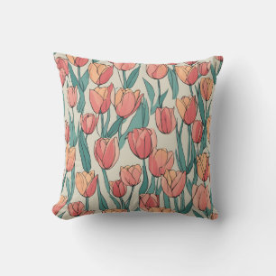 Tulip Field Throw Pillow