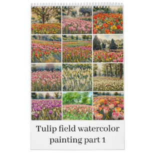 Tulip field watercolor painting 1 calendar