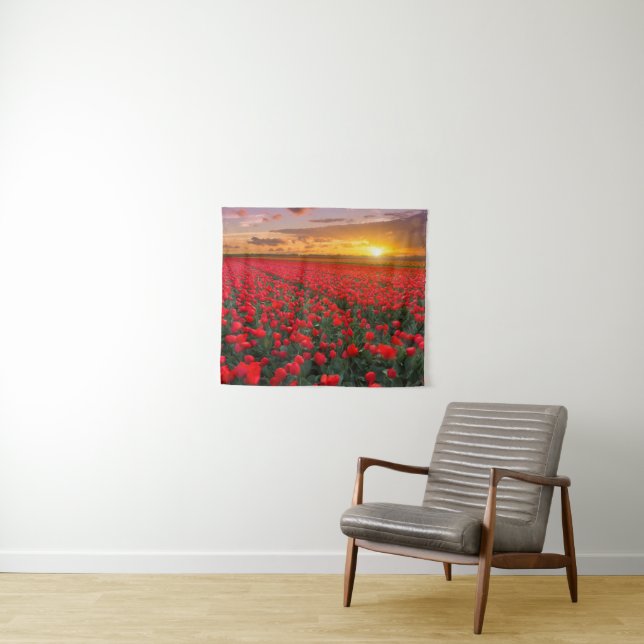 Tulip Fields at Sunset in the Netherlands Tapestry (In Situ (Horizontal))