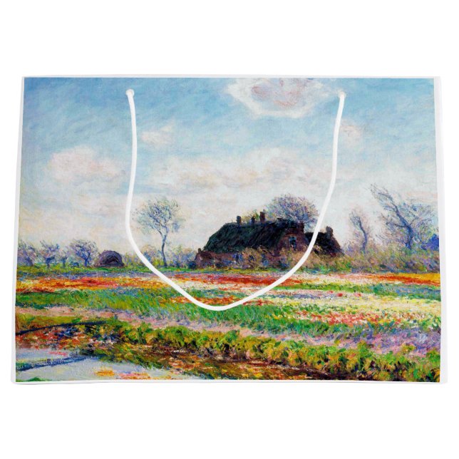 Tulip Fields in the Netherlands, Monet Large Gift Bag (Front)