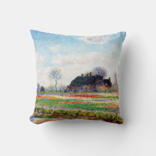 Tulip Fields in the Netherlands, Monet Throw Pillow