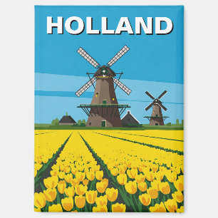 Tulip Fields Windmill Holland Netherlands Magnet