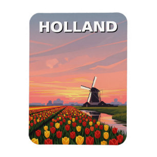 Tulip Fields Windmill Holland Netherlands Magnet
