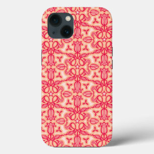 Tulip floral damask red pink spring iPhone 13 case